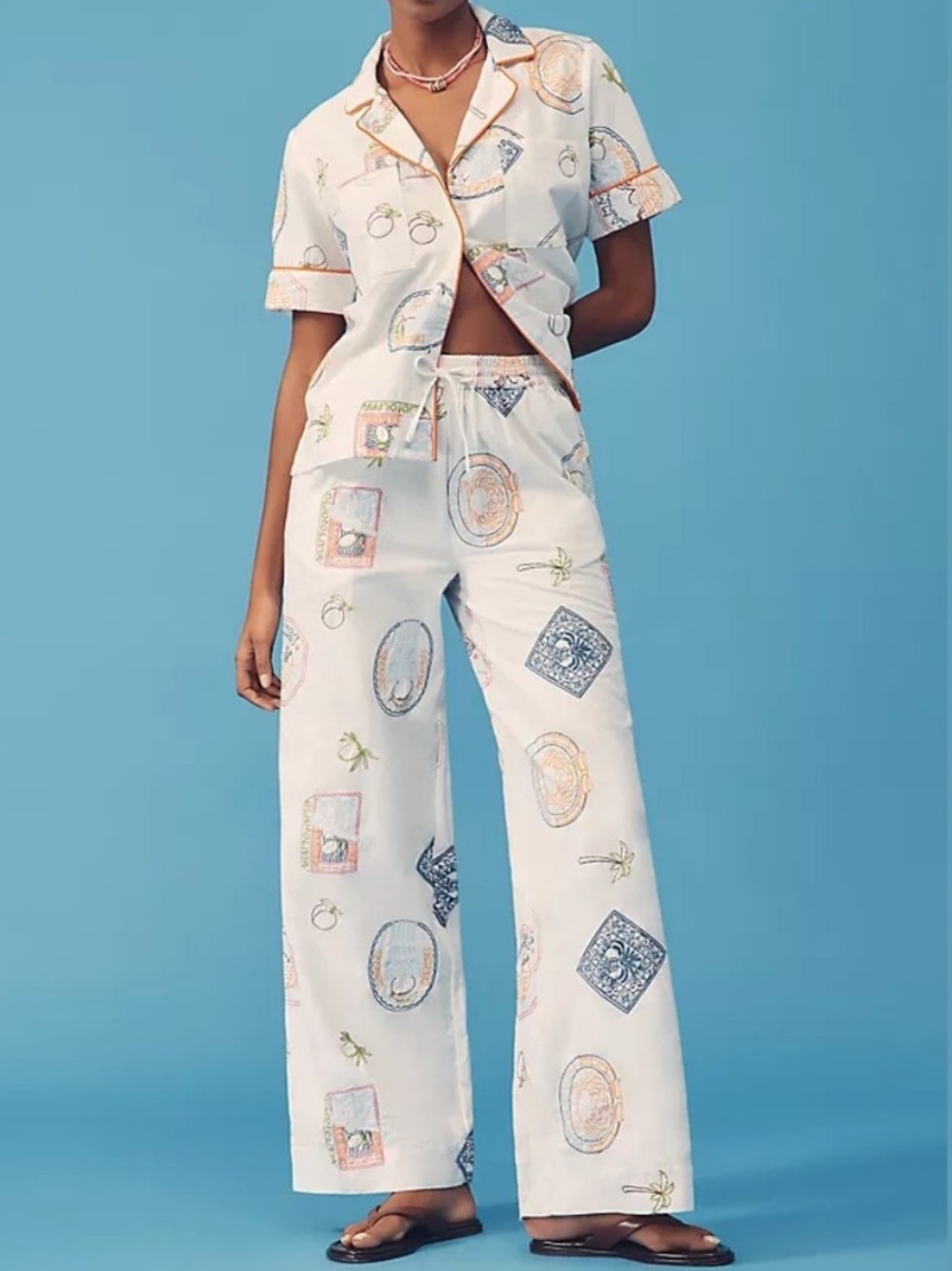 Damson Madder Anthropologie Linen Printed Embroidered Pants - Picture 3 of 11